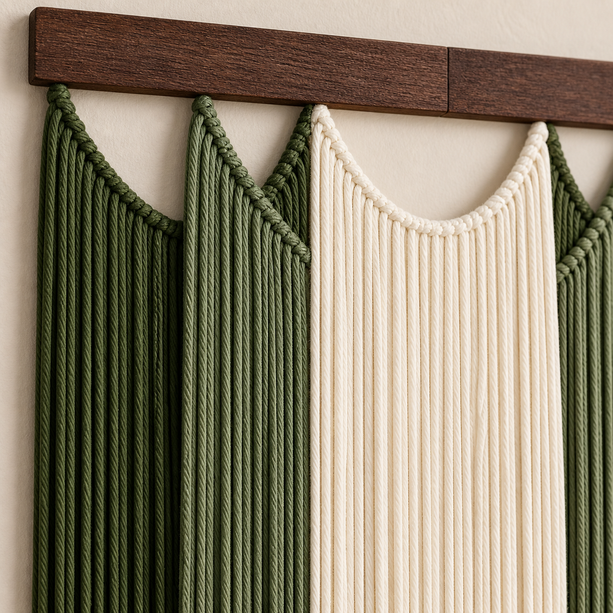 Macro of the batten and the arc tops of the green and cream bands