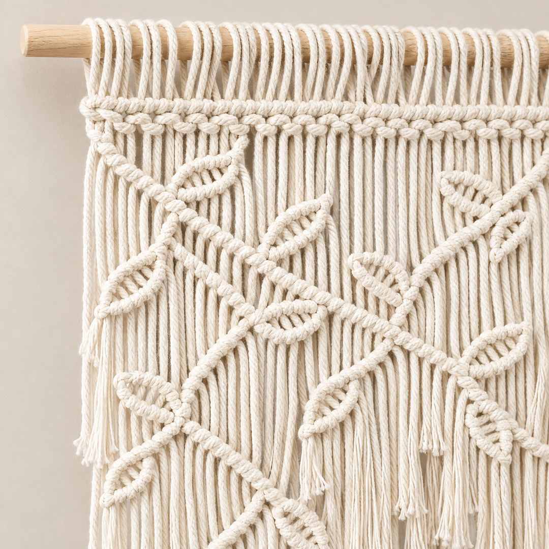 Macro of the knotted leaf and vine pattern, knotted leaf panel