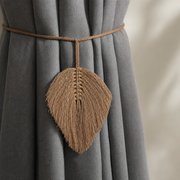 Close view of the cord and knotwork on the Macrame Leaf Curtain Tieback, Single or Pair