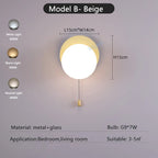 Globe pull chain wall sconce - supplier photo 20: dims card B Beige