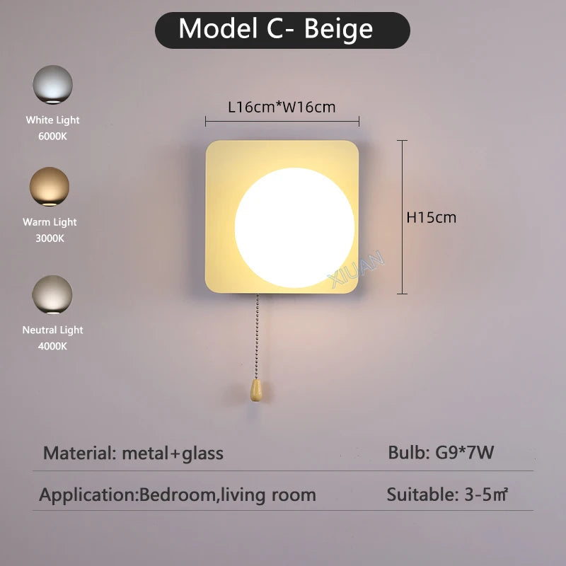 Globe pull chain wall sconce - supplier photo 22: dims card C Beige 16x16