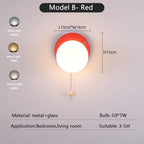 Globe pull chain wall sconce - supplier photo 23: dims card B Red 15x14