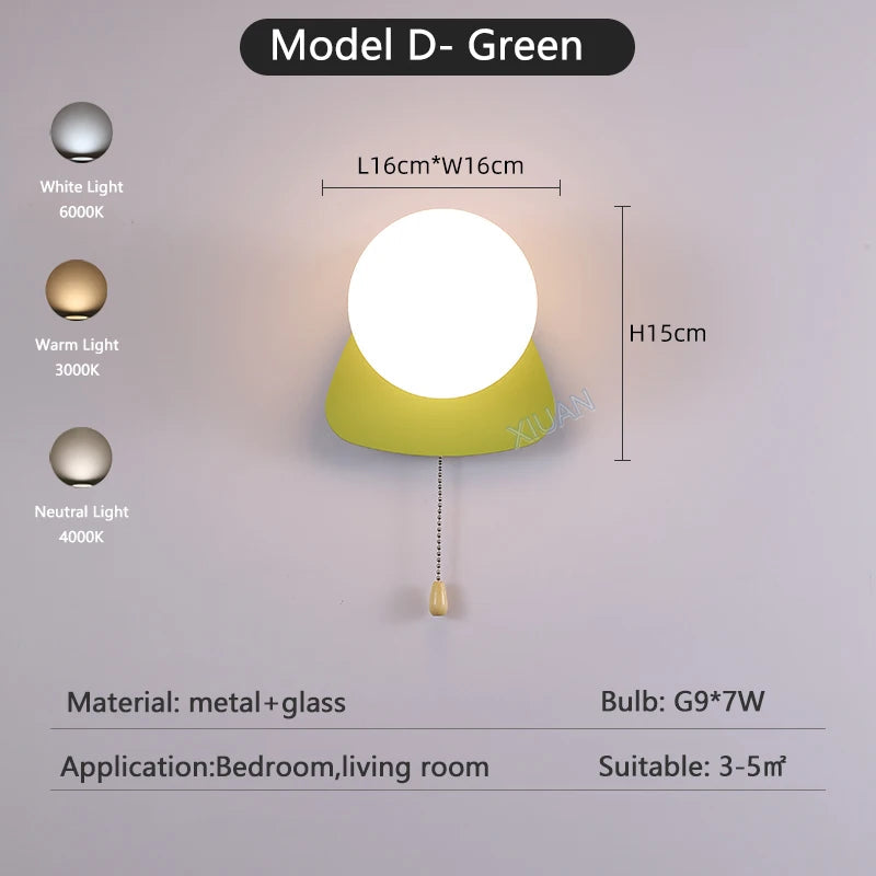 Globe pull chain wall sconce - supplier photo 24: dims card D Green