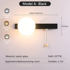Globe pull chain wall sconce - supplier photo 27: dims card A Black 30x12