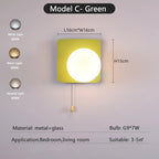 Globe pull chain wall sconce - supplier photo 31: dims card C Green