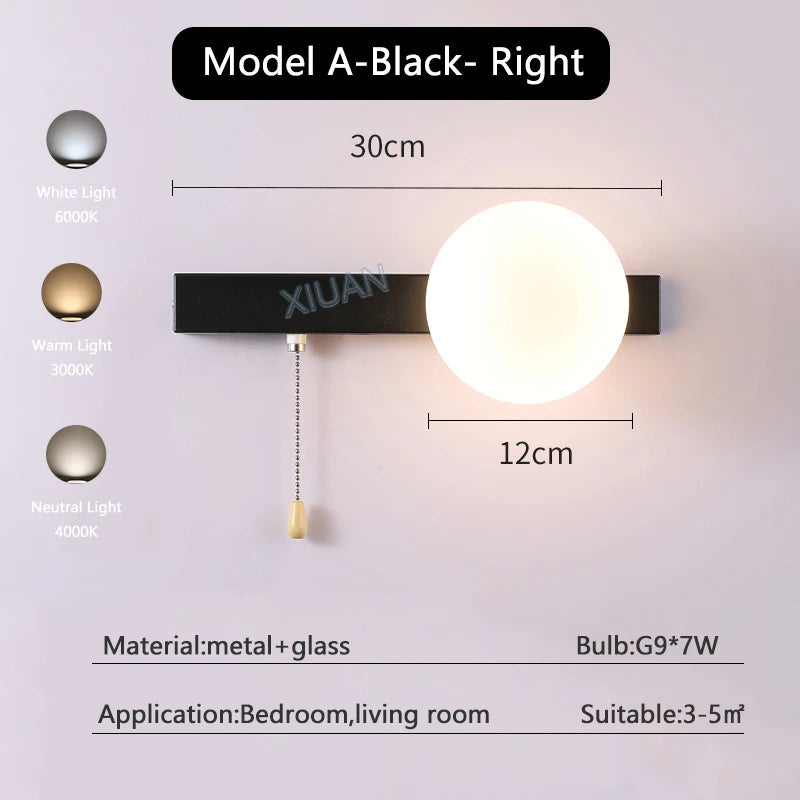 Globe pull chain wall sconce - supplier photo 34: dims card B Green