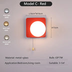 Globe pull chain wall sconce - supplier photo 35: dims card C Red