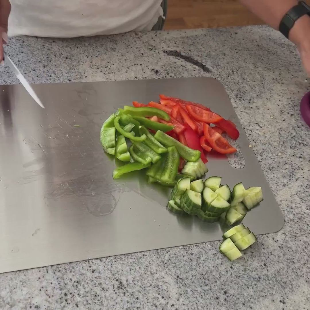 Stainless Steel Cutting Board, 304 food-grade, double-sided — product video 3 of 5