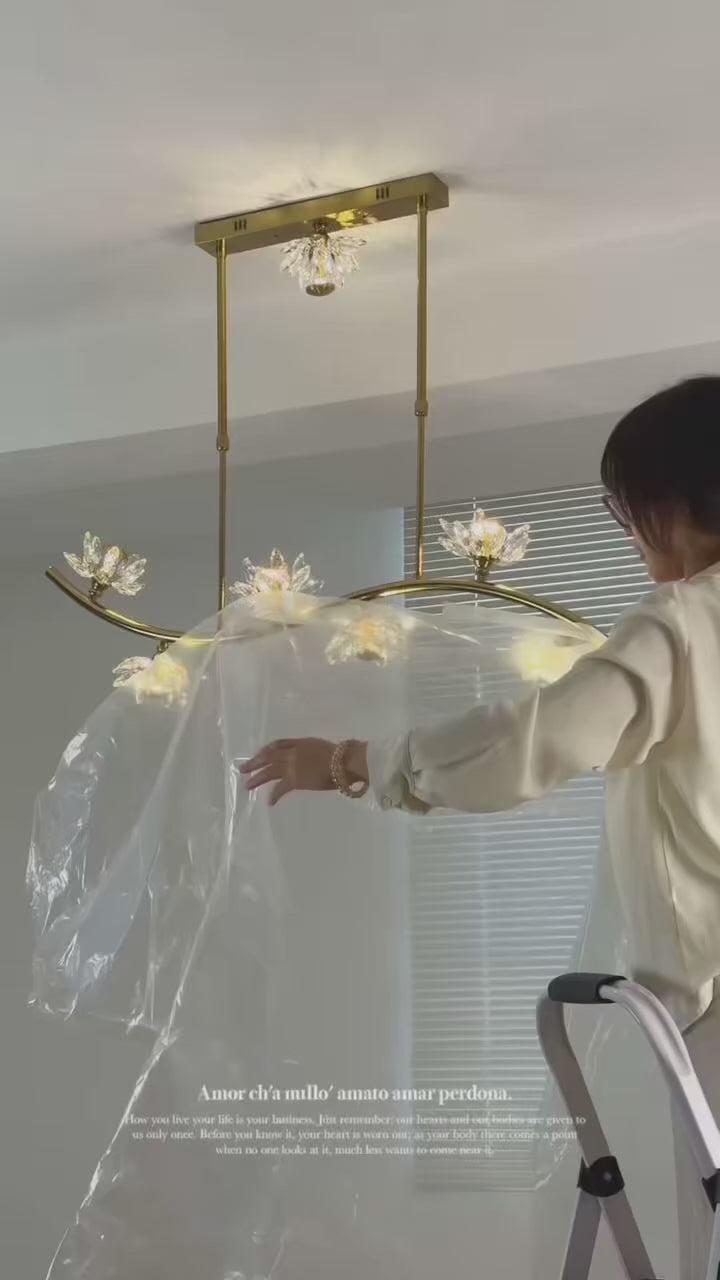Celeste Arc Romantic Floral Linear Chandelier - product video