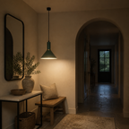 Soft Dome E27 Pendant Light for Kitchen Island, Metal Shade, 7 Colors - Entryway Green warm light lifestyle