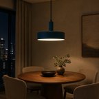 Wide Drum Colorful Pendant Light, E27 Metal Shade, 2 Sizes - Night Dining Nook warm light lifestyle