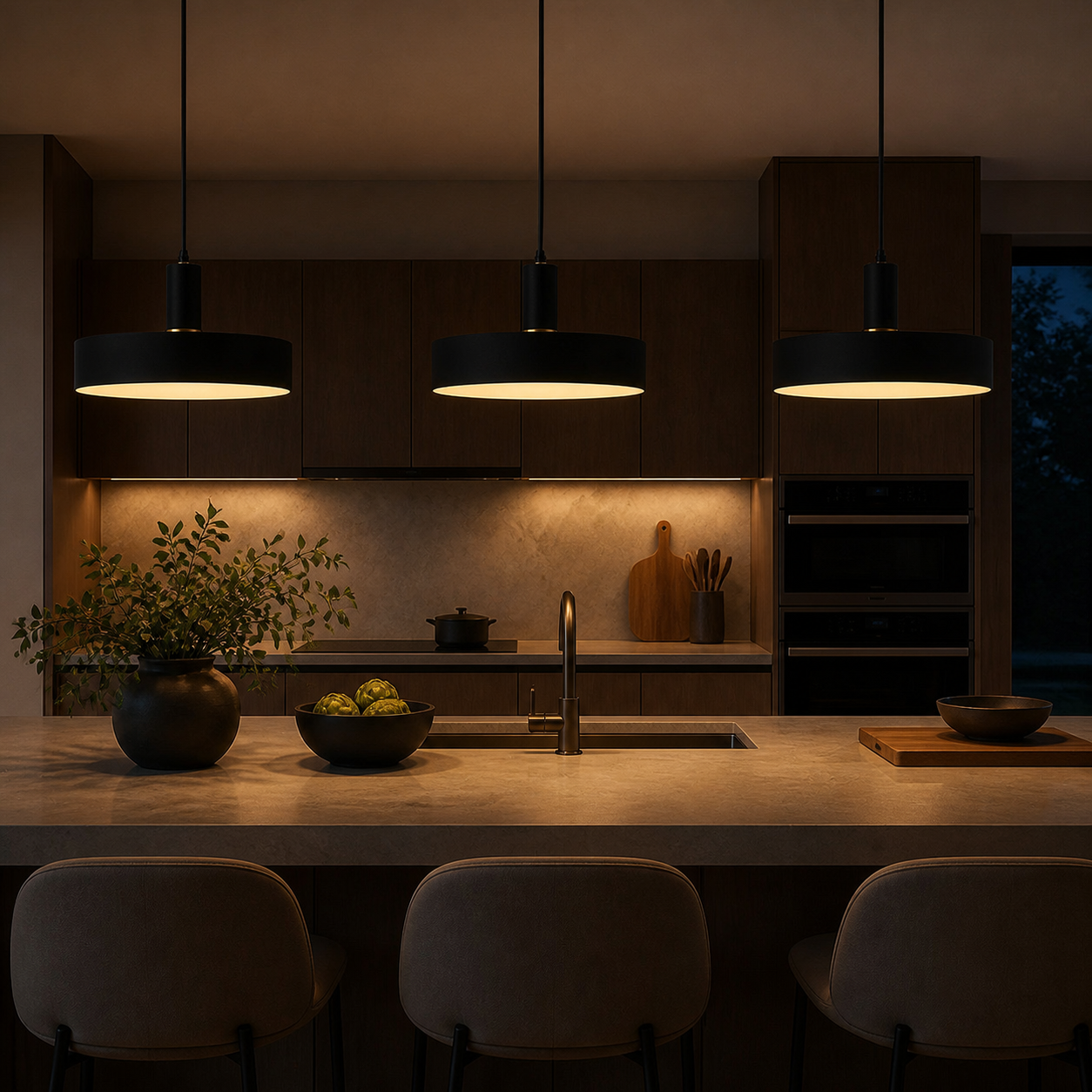 Wide Drum Colorful Pendant Light, E27 Metal Shade, 2 Sizes - Luxury Kitchen Island warm light lifestyle