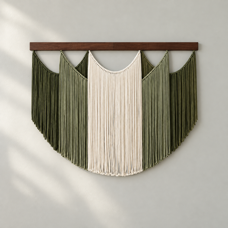 A-01 olive scalloped panels, 5 swag shapes across 16 colorways