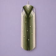 B studio on lilac, fanned hoop with fringe, twisted cord, cord-wrapped ring