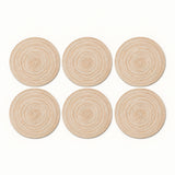 Six beige braided round mats in the selected diameter.