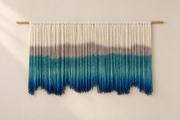 Pole 140 panel 120 studio, dip dyed fringe, 5 sizes, fine twisted cord, natural wooden pole