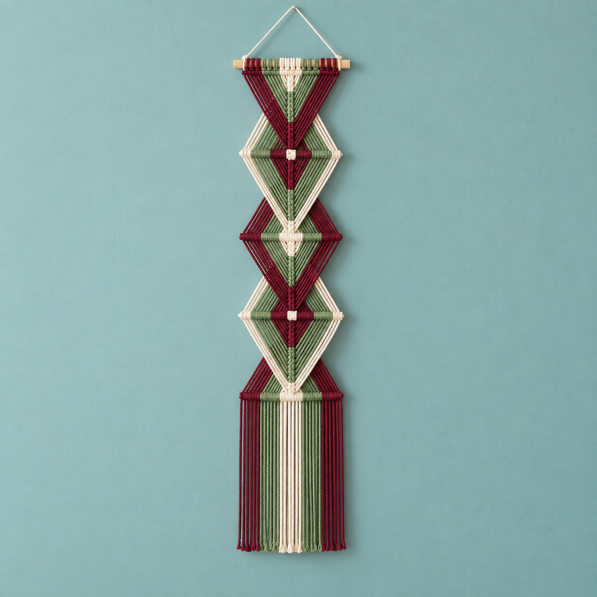 Red bean paste green chevron on teal, wide banner in 5 lengths, 10 styles