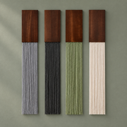 Set of four, studio on sage, strips, set of four, stained hardwood block, fine twisted cord