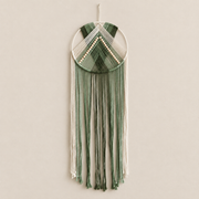 Green option studio on cream, beaded hoop with chevron and fringe