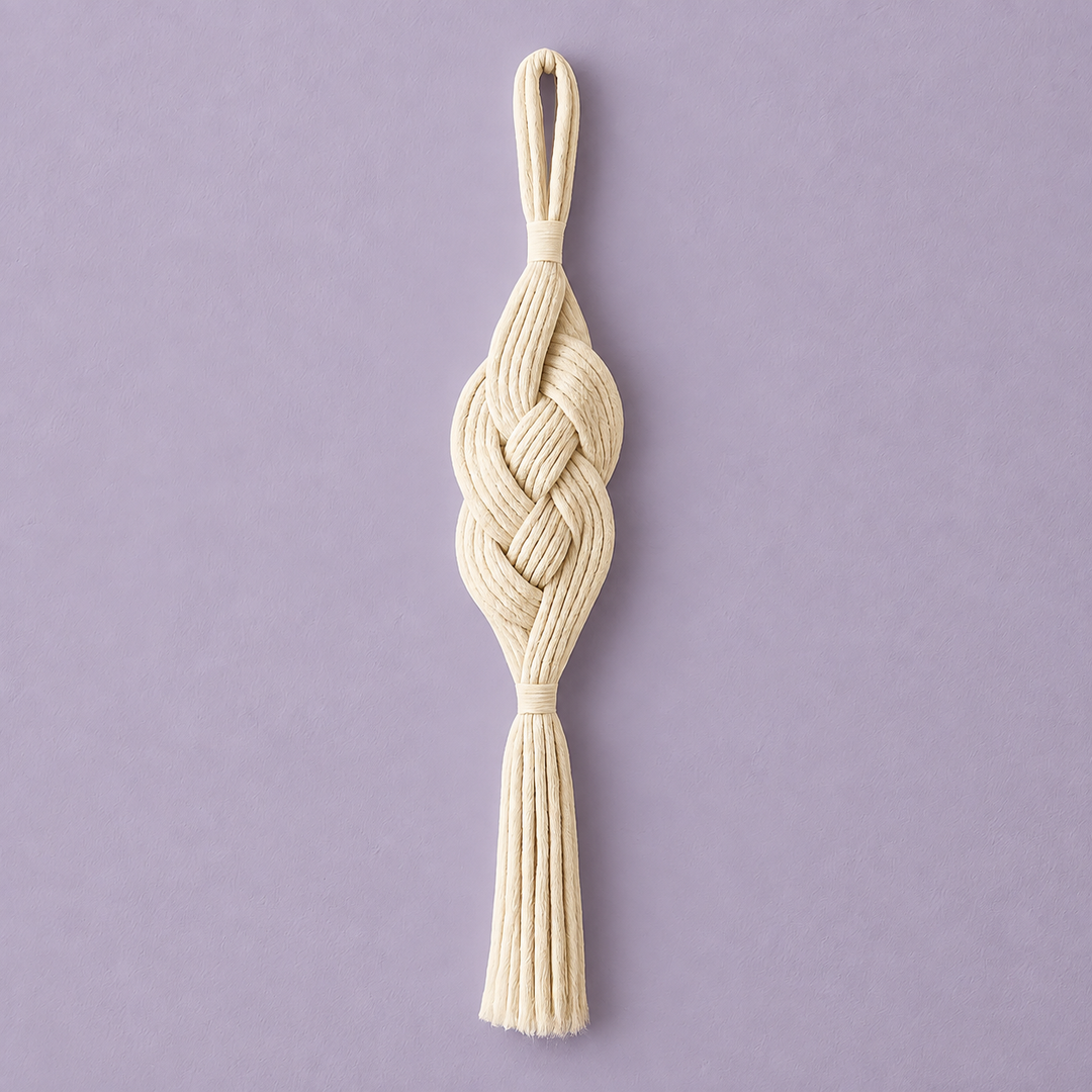 Studio on lilac, full piece, braided rope wall pendant, heavy three-strand twisted rope