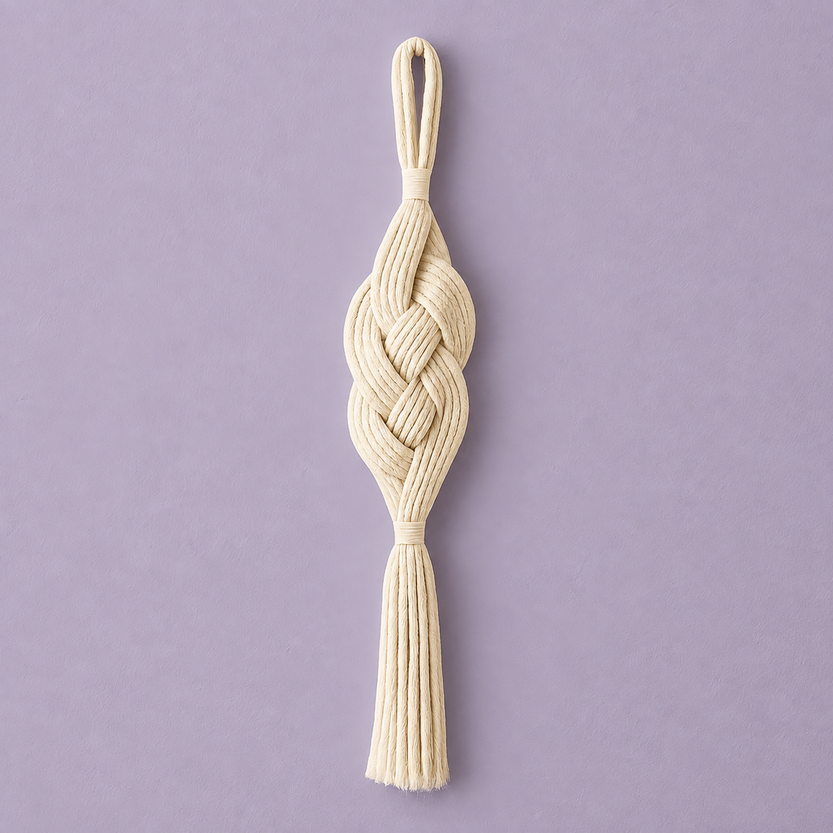 Studio on lilac, full piece, braided rope wall pendant, heavy three-strand twisted rope