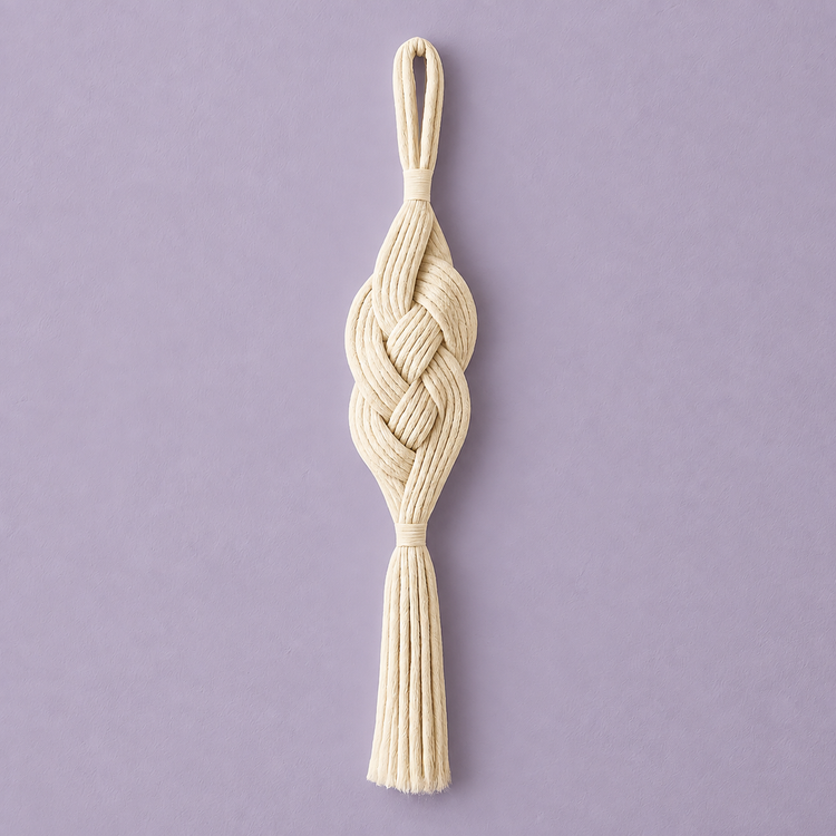 Studio on lilac, full piece, braided rope wall pendant, heavy three-strand twisted rope