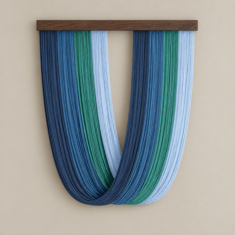04 blue studio on cream, single deep u swag in five colorways