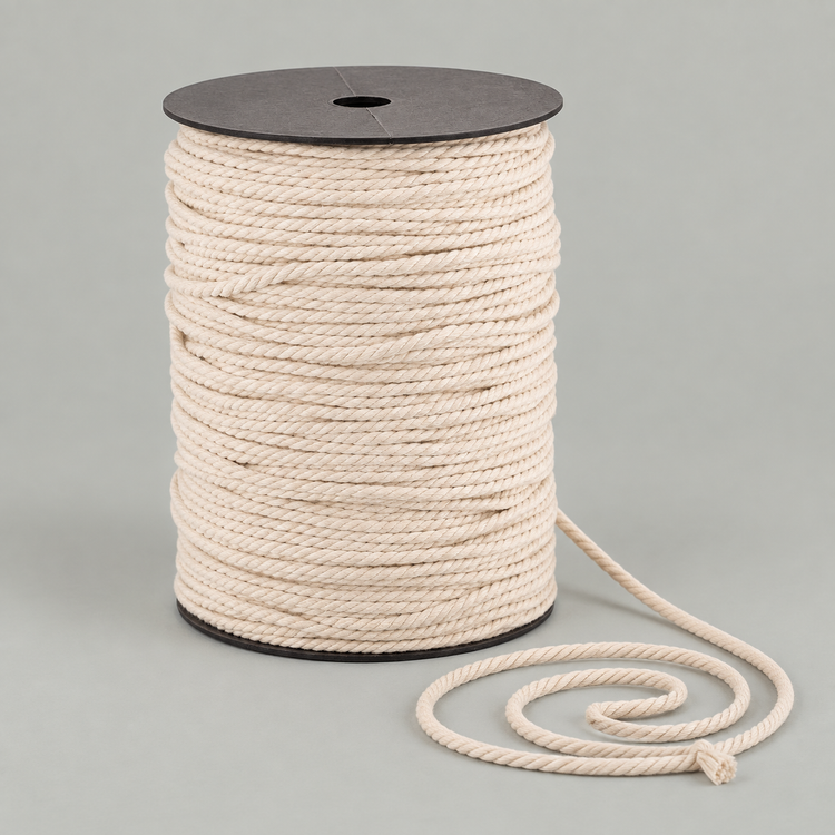 4mm 50M spool on sage, 2 to 10 mm twisted cord on a spool, three-strand twisted cotton cord