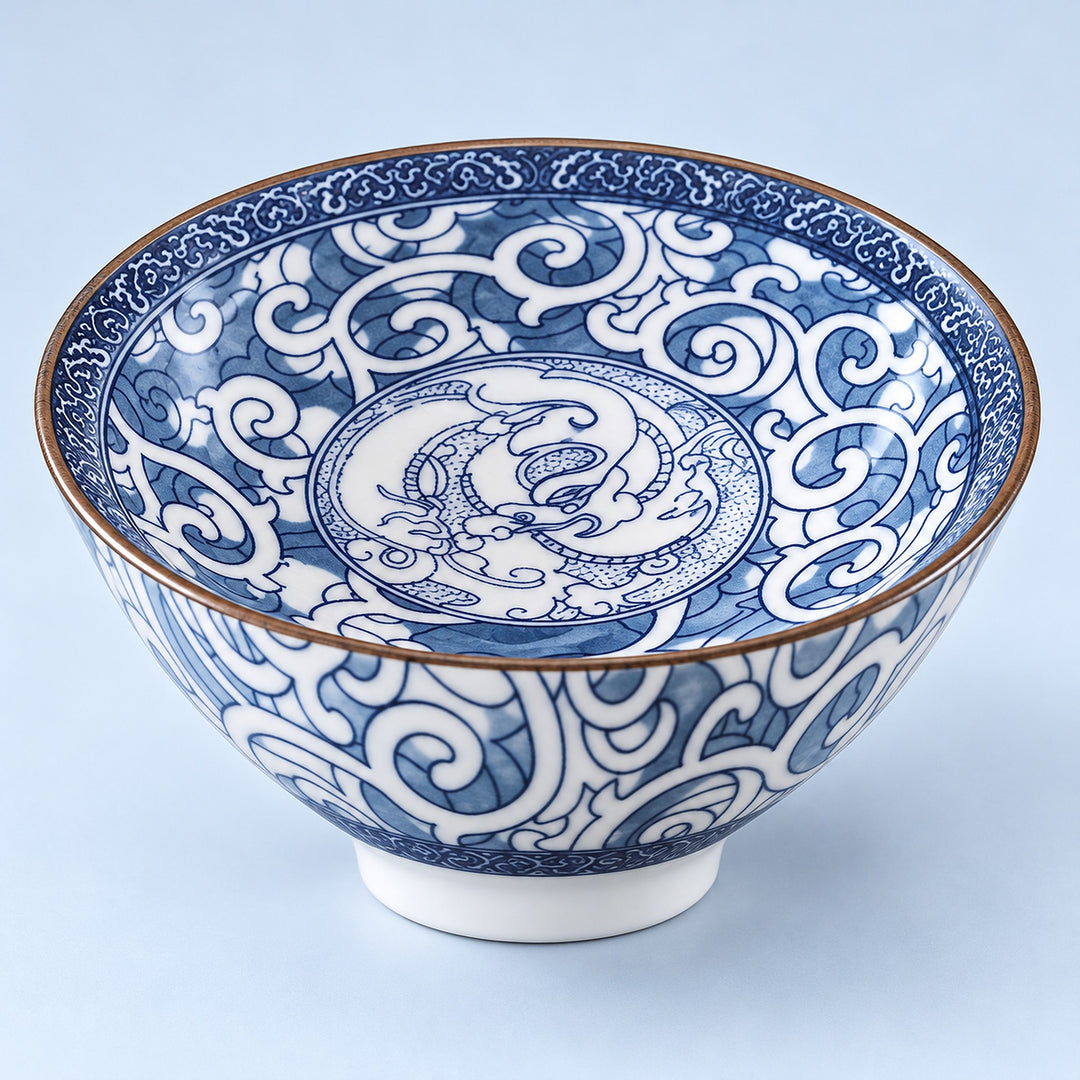 One Dragon Scrolls blue-and-white porcelain tea cup, 70 ml.
