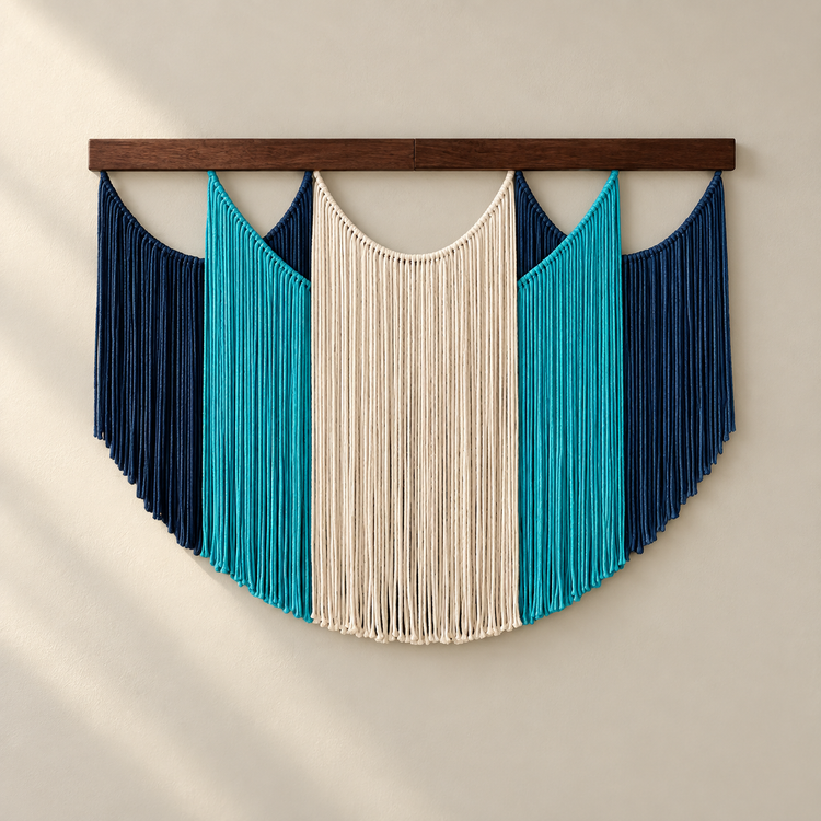 A-04 navy and turquoise scalloped, 5 swag shapes across 16 colorways