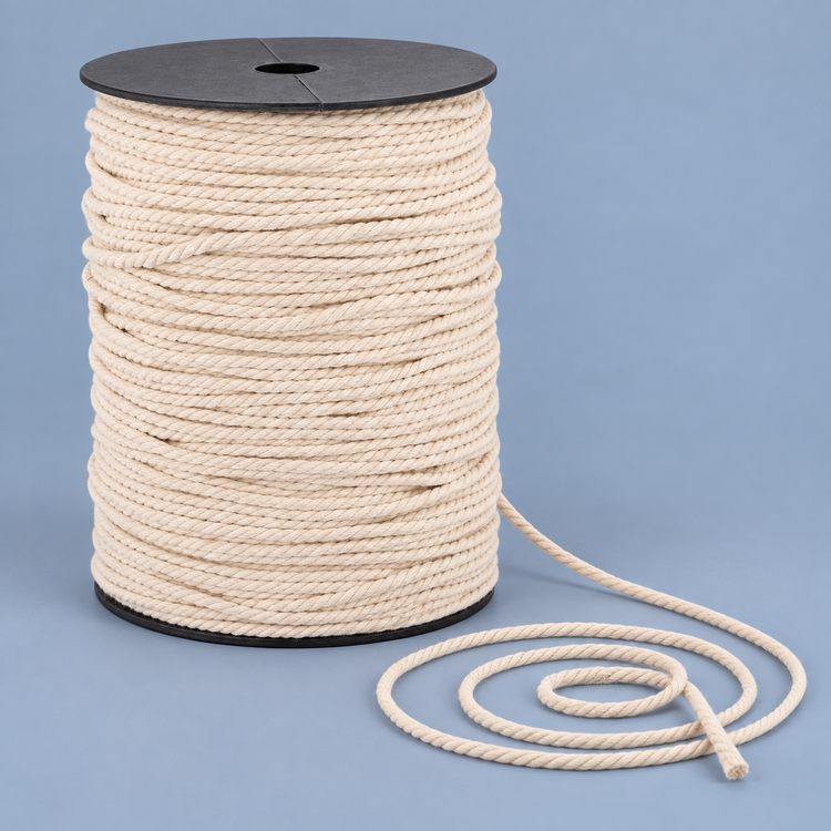 3mm 100M spool on blue, 2 to 10 mm twisted cord on a spool, three-strand twisted cotton cord