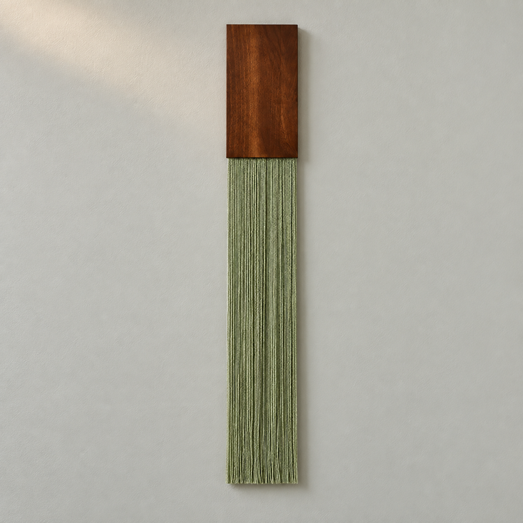 Green single, studio on sage, strips, set of four, stained hardwood block, fine twisted cord