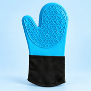 Non-Slip Silicone Oven Mitt Waterproof Heat Resistant Kitchen Gloves Long Cotton Bbq Oven Gloves for Barbecue Cooking Baking