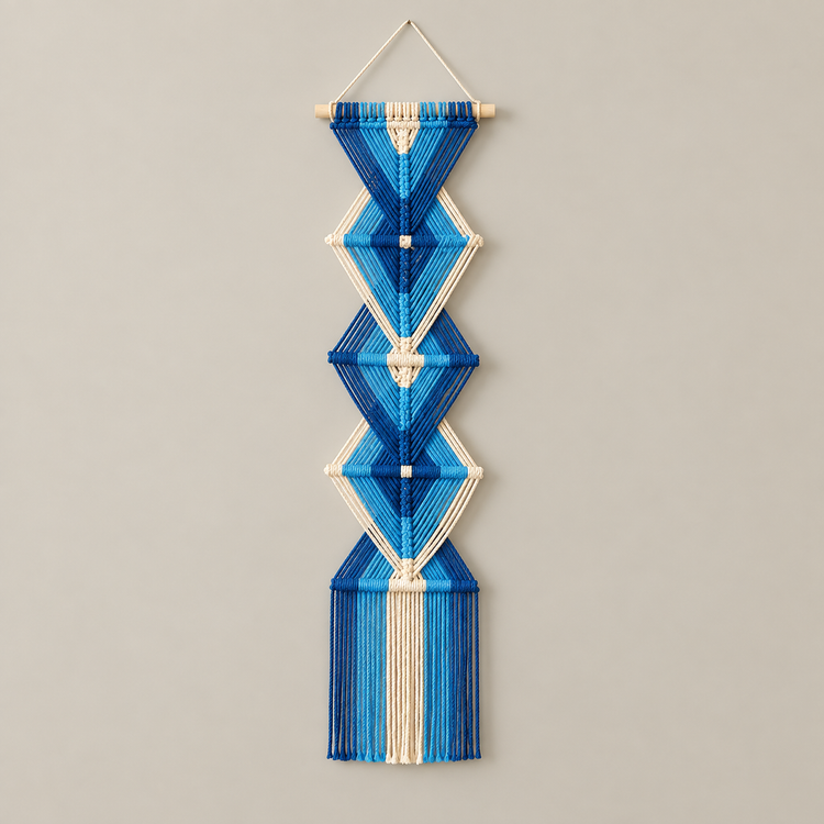 Blue chevron 20x70 on cream, wide banner in 5 lengths, 10 styles