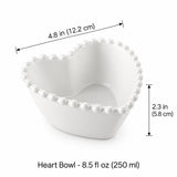 Heart ceramic bowl, 12.2 cm wide and 5.8 cm high, 250 ml; one piece.