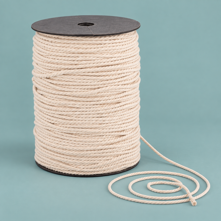 2mm 100M spool on teal, 2 to 10 mm twisted cord on a spool, three-strand twisted cotton cord