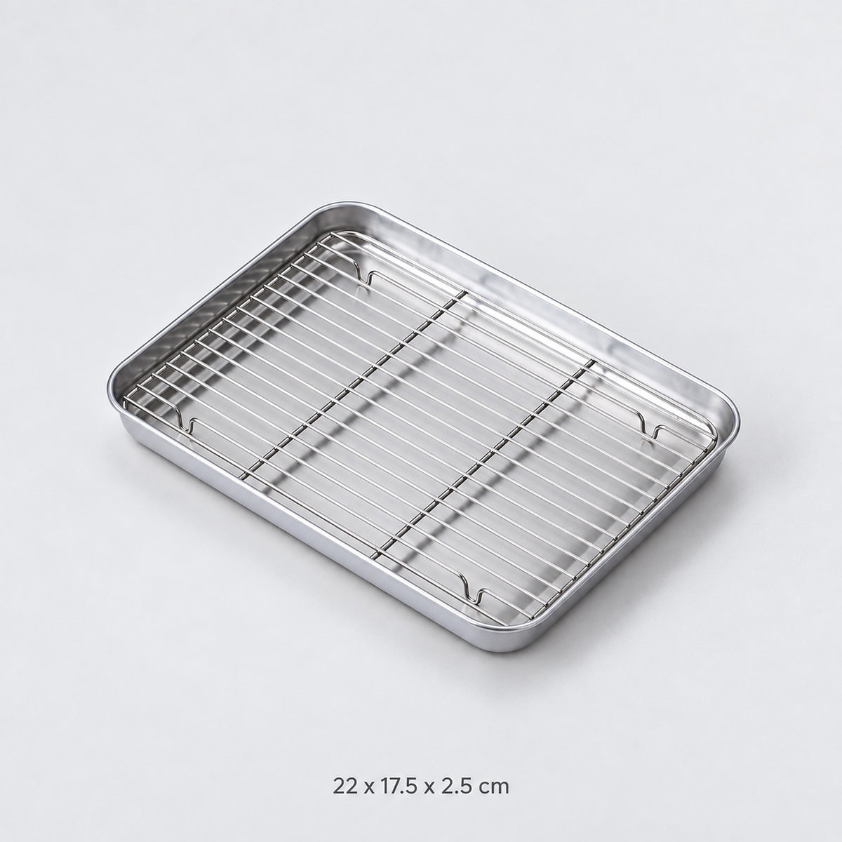Small tray with matching rack, approximately 22 x 17.5 x 2.5 cm.