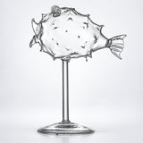Empty 270 ml sculpted pufferfish cocktail glass.