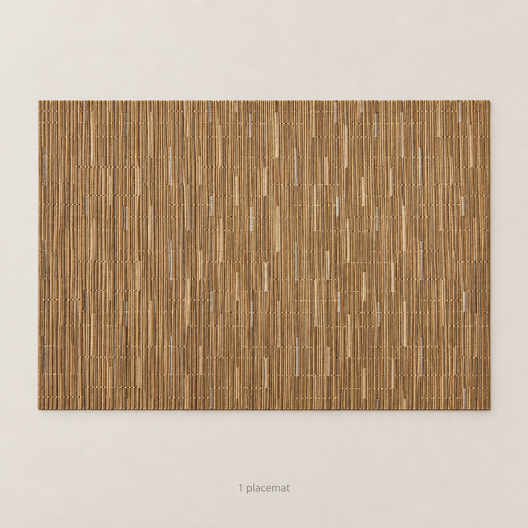 Brown woven vinyl placemat, one piece, 30 by 45 cm each.