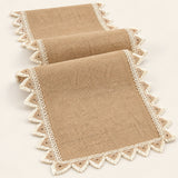 One tan runner with cream triangle trim, selected length.