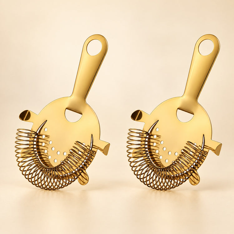 Gold Strainers Set Of 2 cocktail bar tool variant studio image