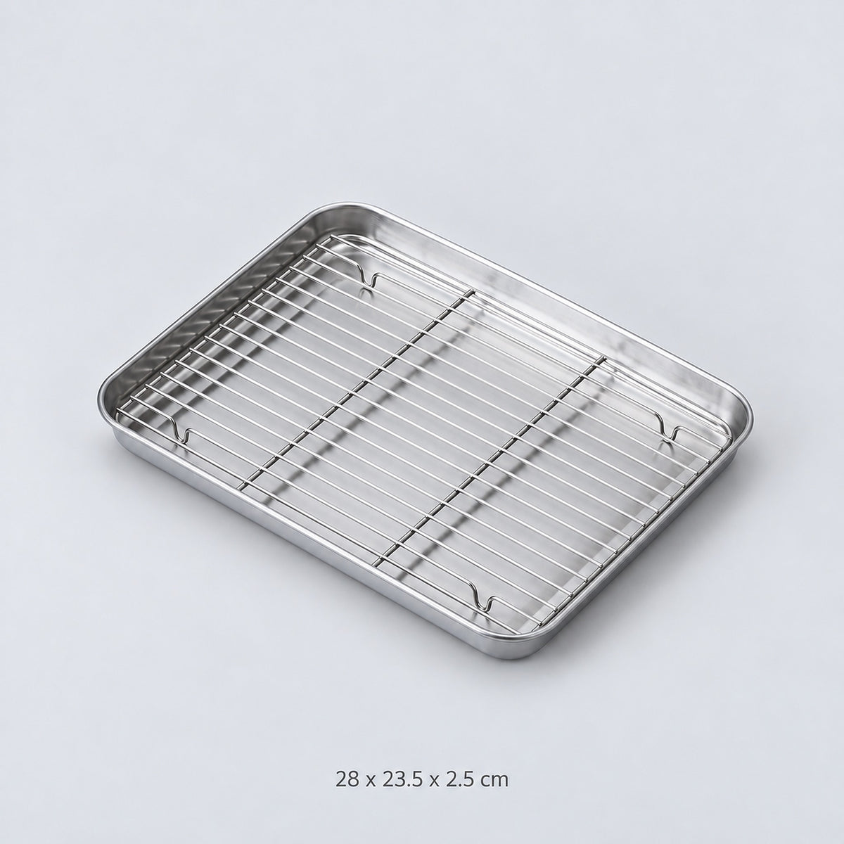 Large tray with matching rack, approximately 28 x 23.5 x 2.5 cm.