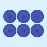 Six blue braided round mats.
