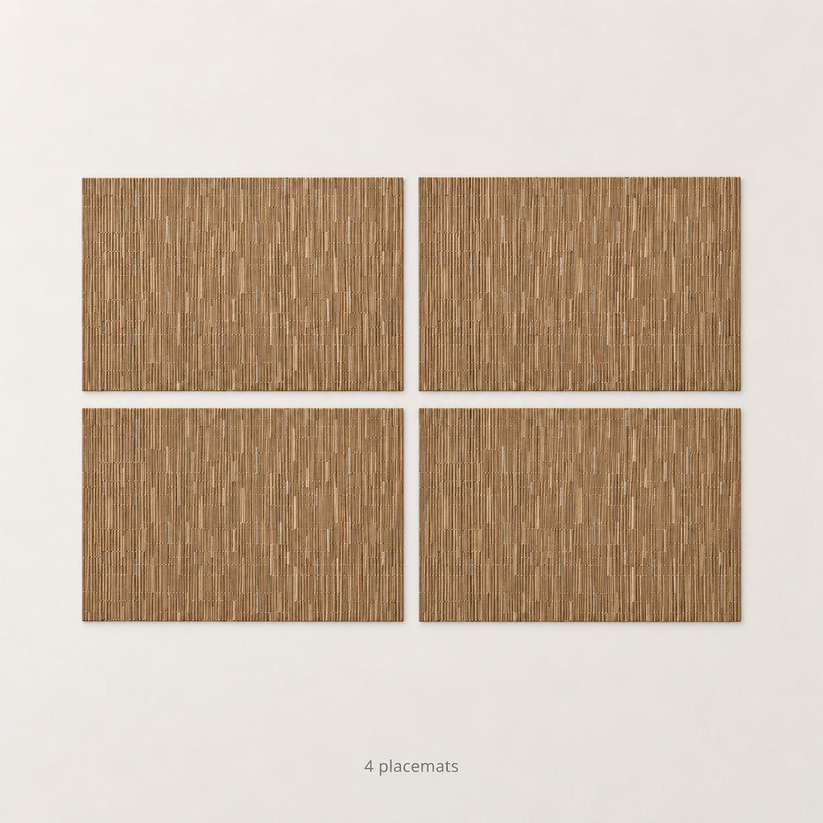 Brown woven vinyl placemats, 4-piece set, 30 by 45 cm each.