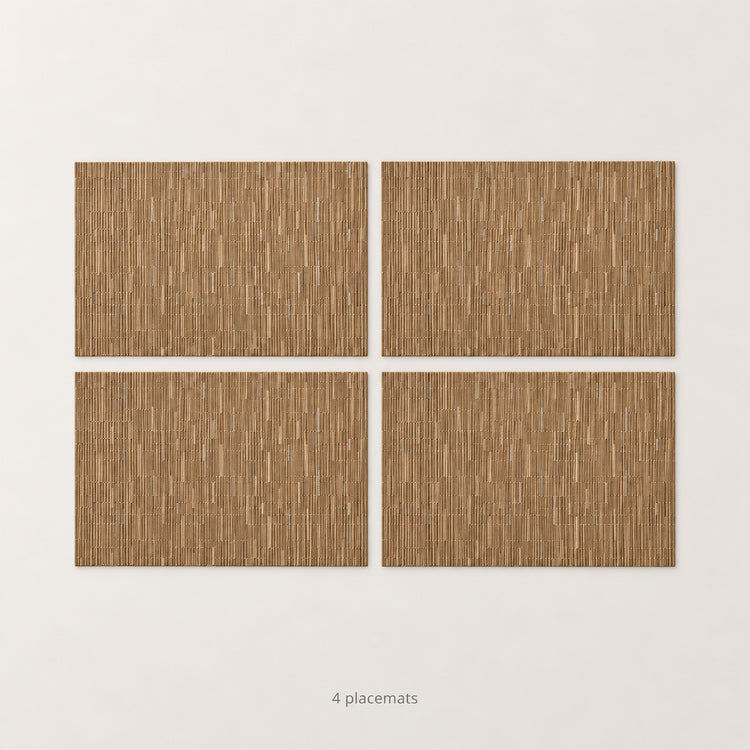 Brown woven vinyl placemats, 4-piece set, 30 by 45 cm each.