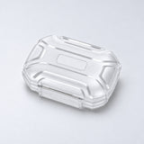 Clear rectangular case with molded lid ridges and transparent front clasp.