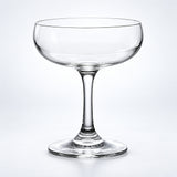 Empty 180 ml rounded coupe glass.