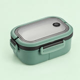 Green two-tier box with matching handle and clips.