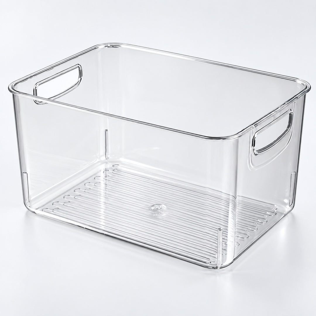 Refrigerator Organizer Bins, Clear Pantry Bins in PET Plastic, Fruit Containers for Fridge - Large Clear Deep Bin variant studio