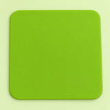 One lime green square silicone coaster, 10 x 10 cm.